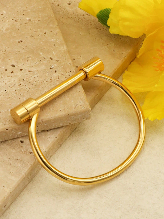 Cuff Bracelet Metal Screw - Golden