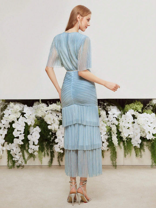 Layered Ruffled Blue Dress