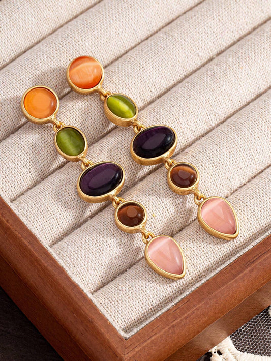 Retro Multicolor Pendant Earrings