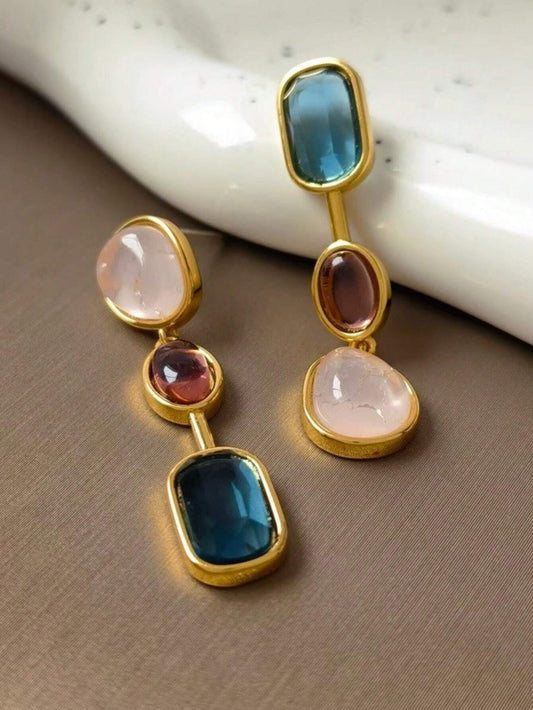 Geometric Design Long Combination Earrings