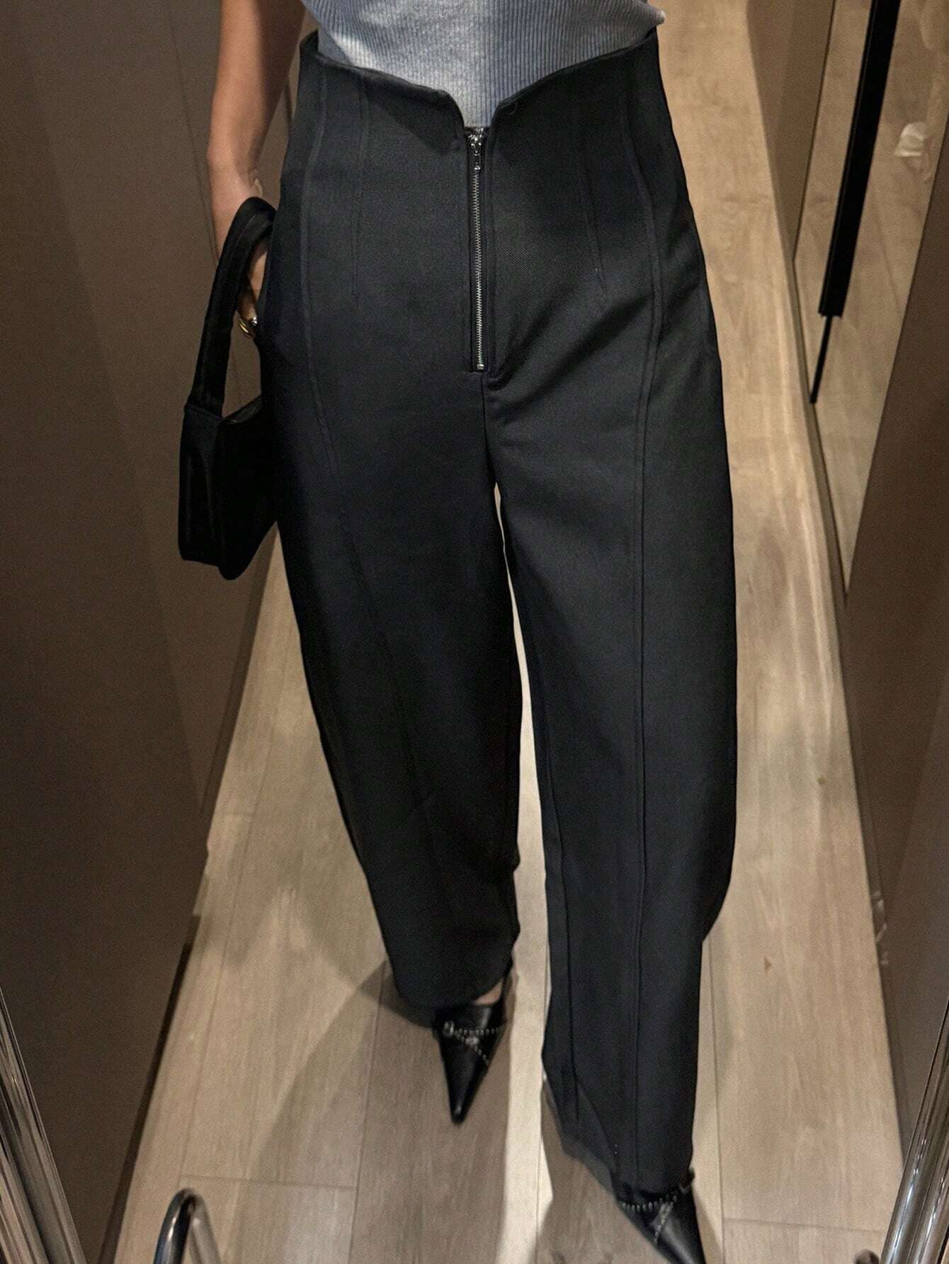 High Waist Grey Trousers