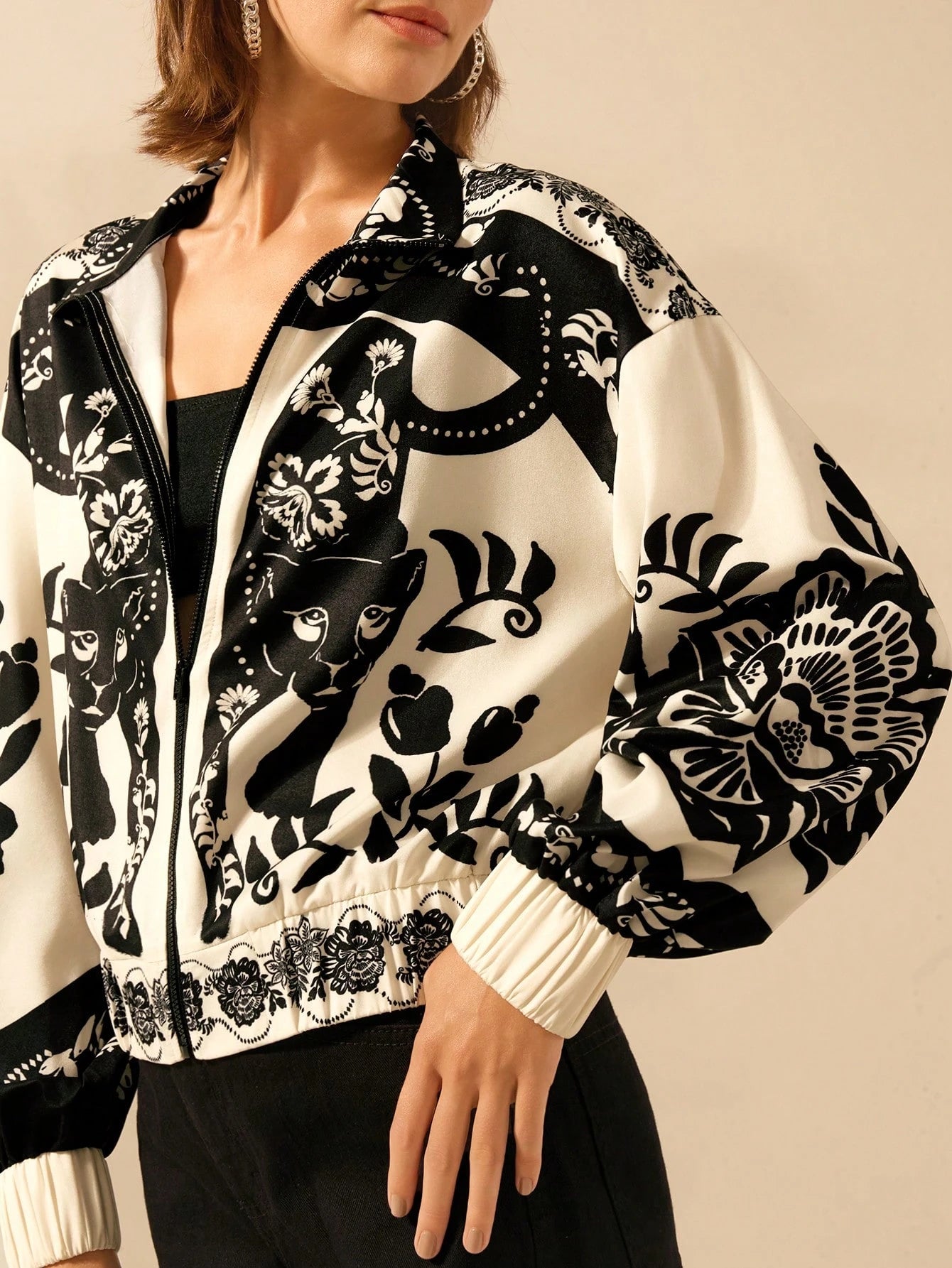 Black & White printed Jacket