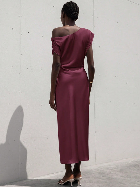 Burgundy Satin Dress