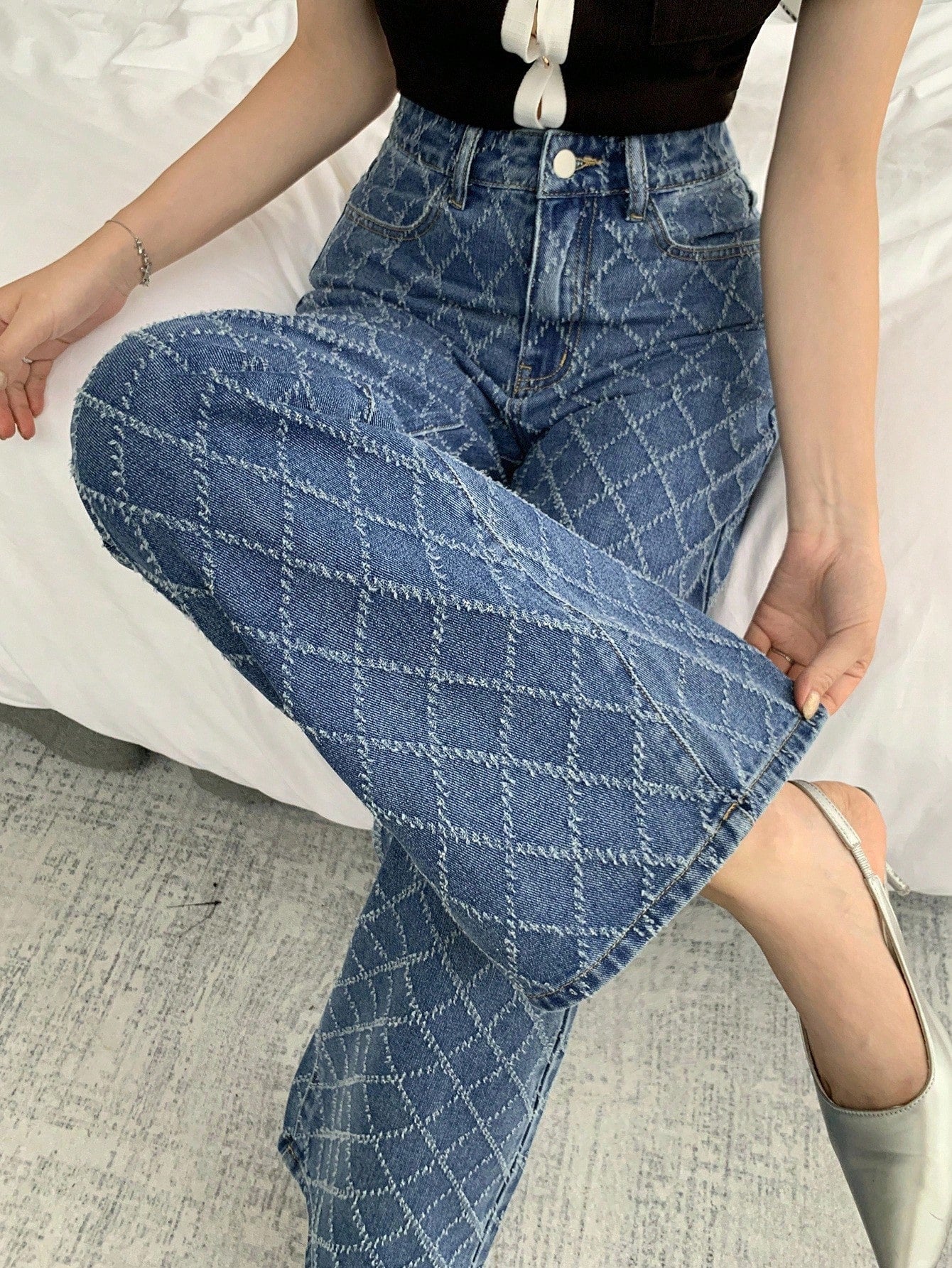 blue pattern jean
