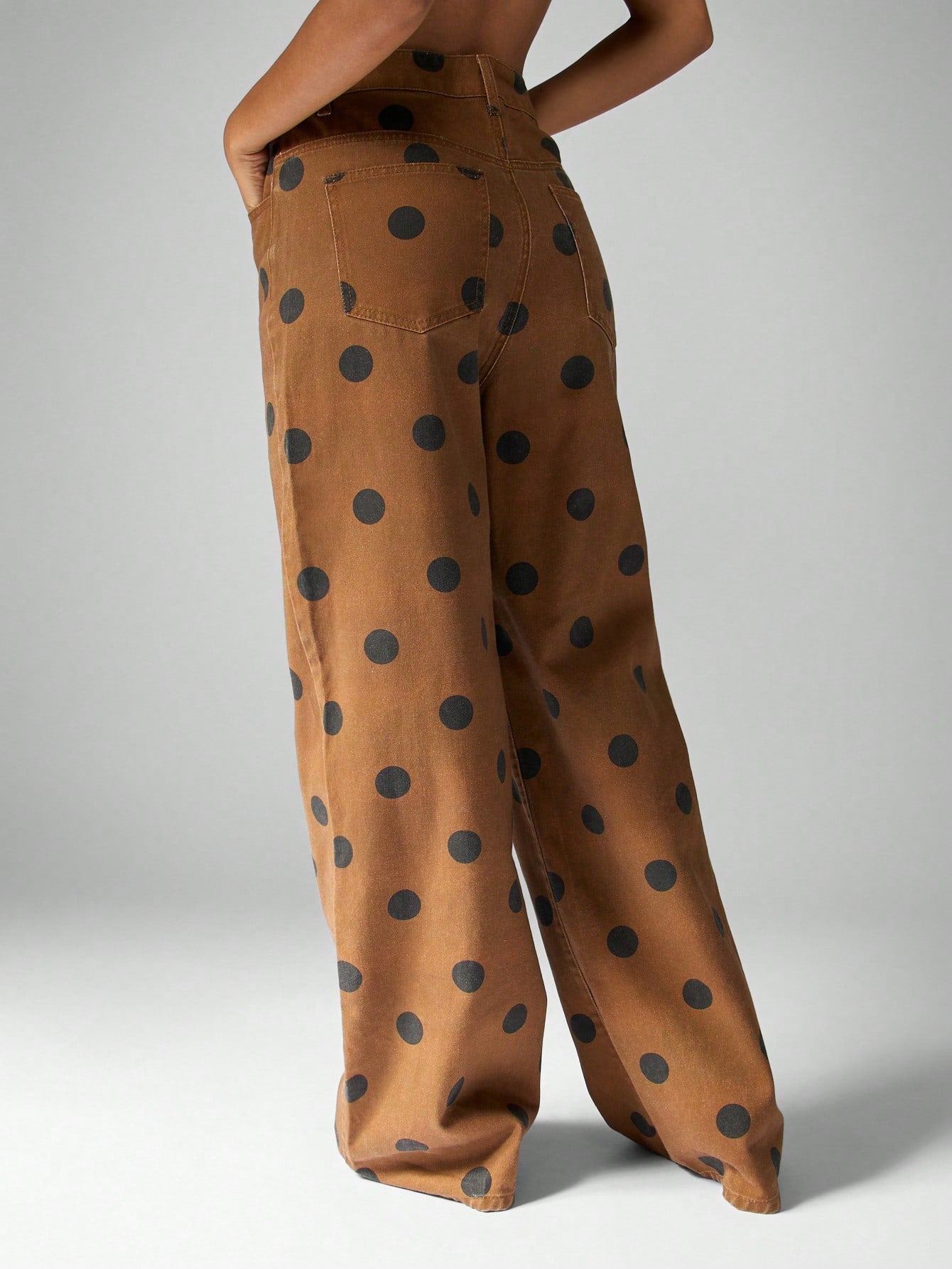 Wide Leg Polka Dot Jeans High Waisted