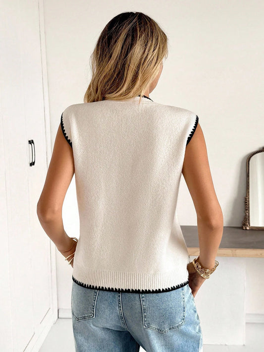 Knit Black and White Vest
