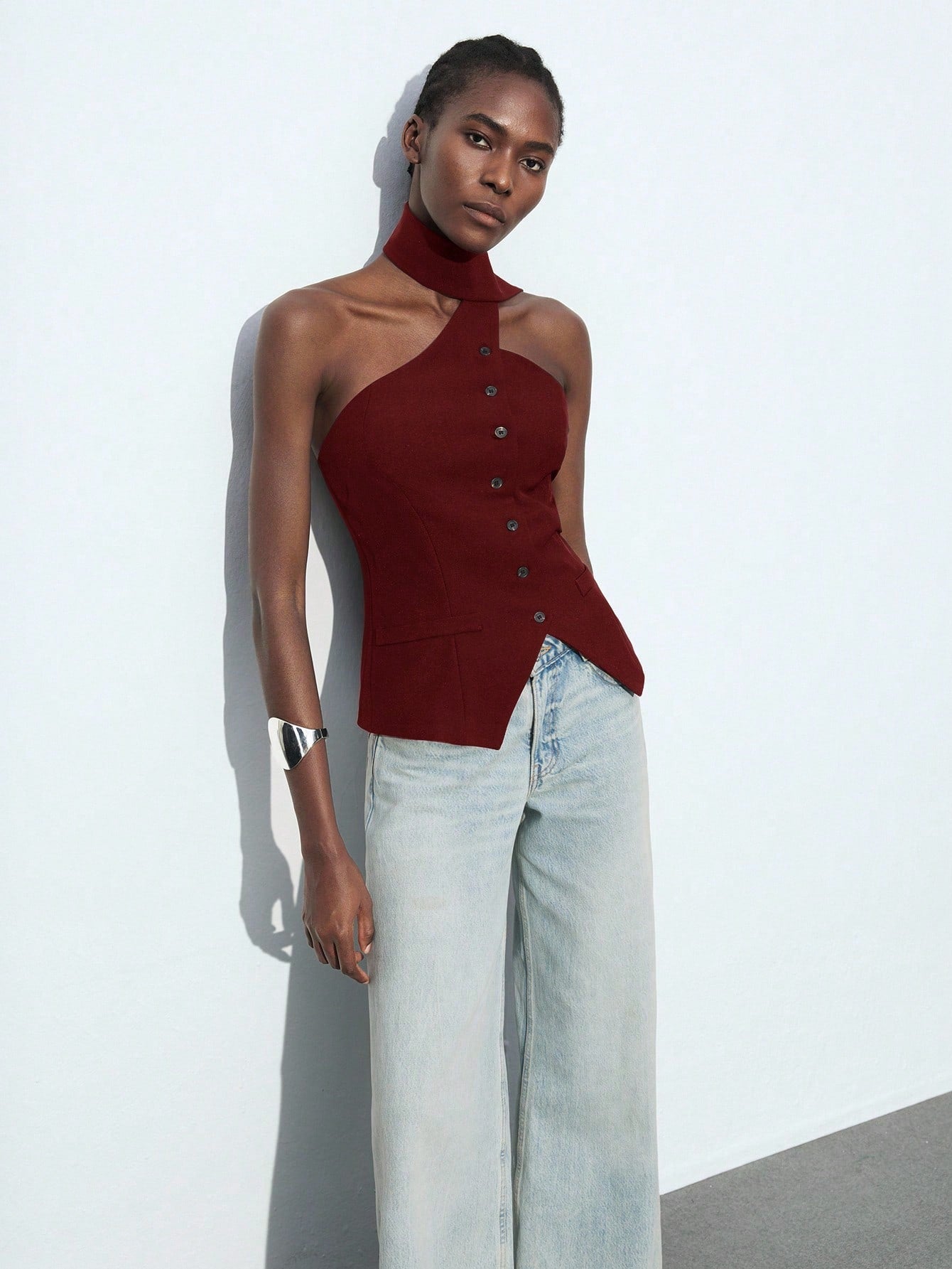 Asymmetrical Wine Vest