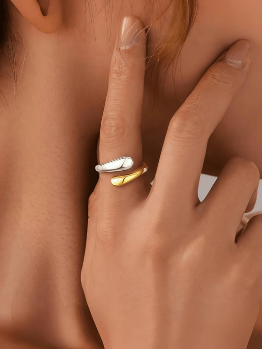 Adjustable Open Ring, Teardrop Colorblock Design
