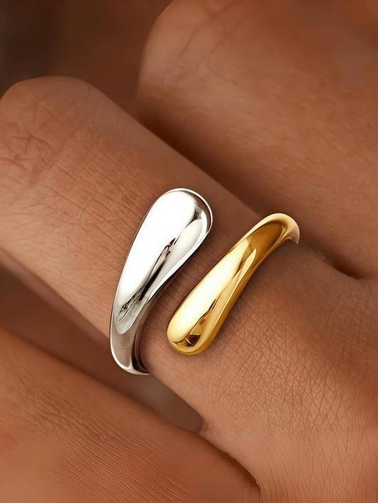 Adjustable Open Ring, Teardrop Colorblock Design