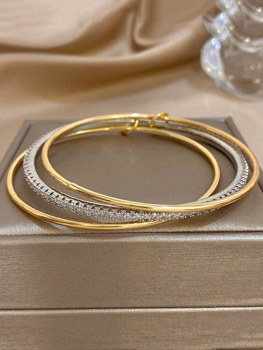 Golden and Color Silver Attached Stainless Steel Bangle