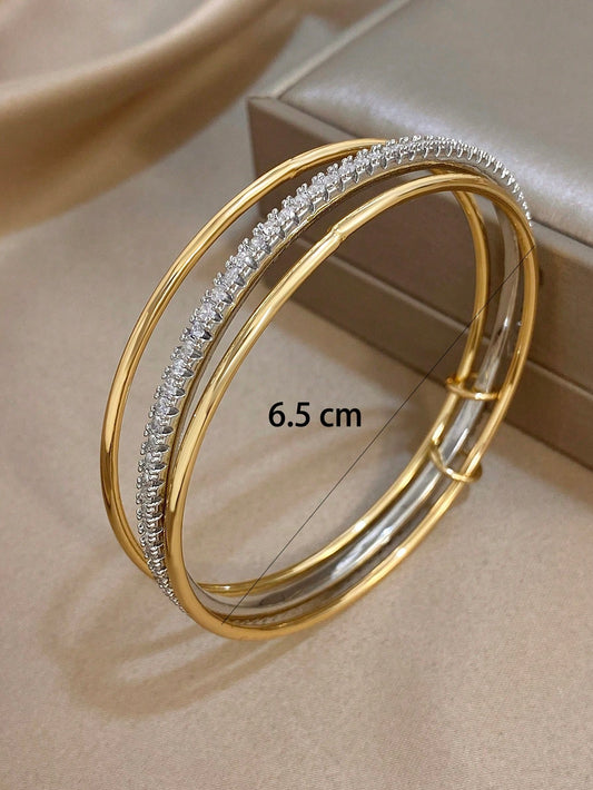 Golden and Color Silver Attached Stainless Steel Bangle