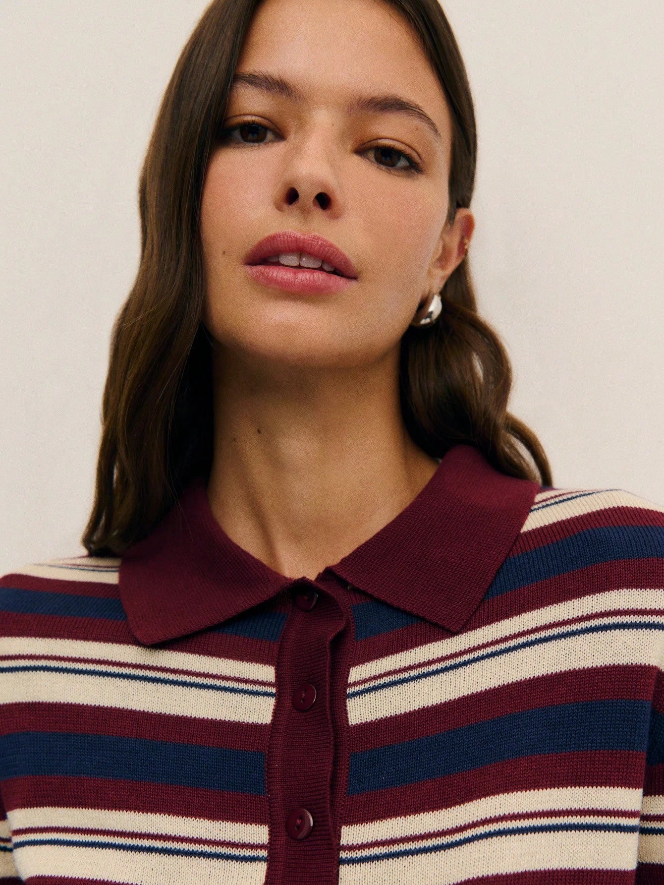 Striped Knit Cardigan With Button Front