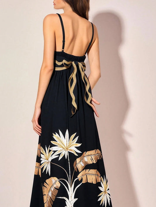 Summer Printed Black Dress