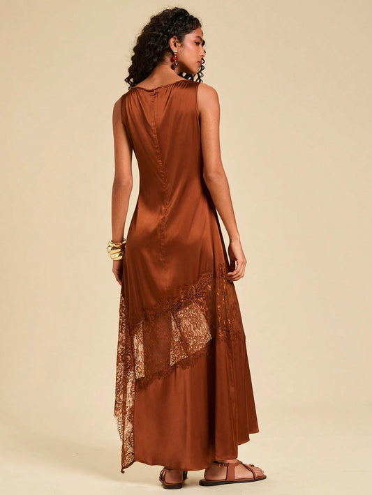 Silky Dress with Lace