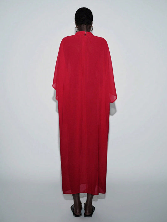 Twist Waist Maxi Red Dress