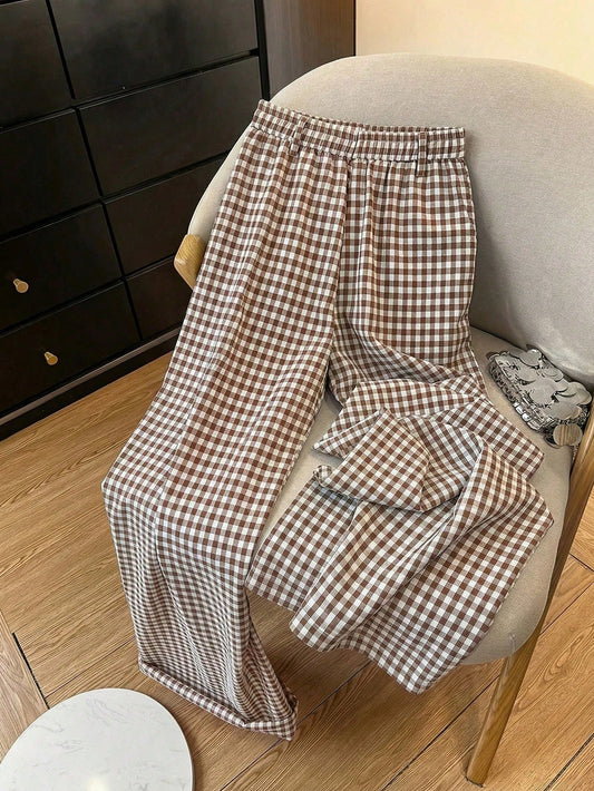 Plaid Brown Pants