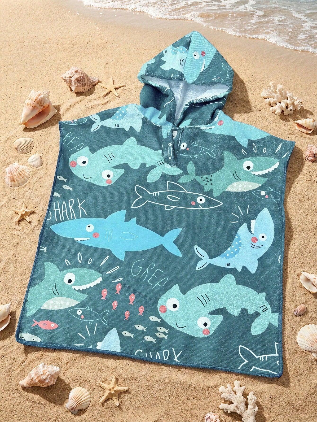 Shark Printed Poncho