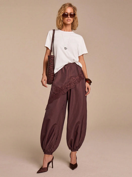 Lace Patchwork Balloon Pants