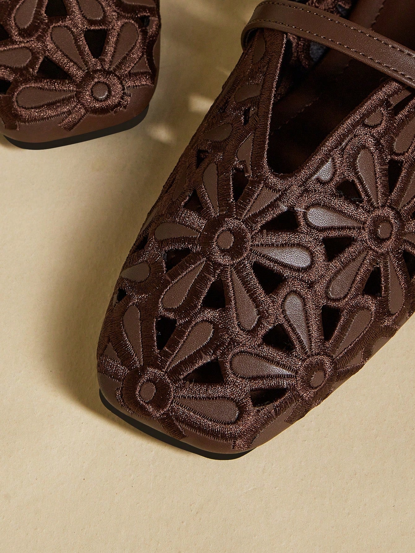 Floral Brown Flats