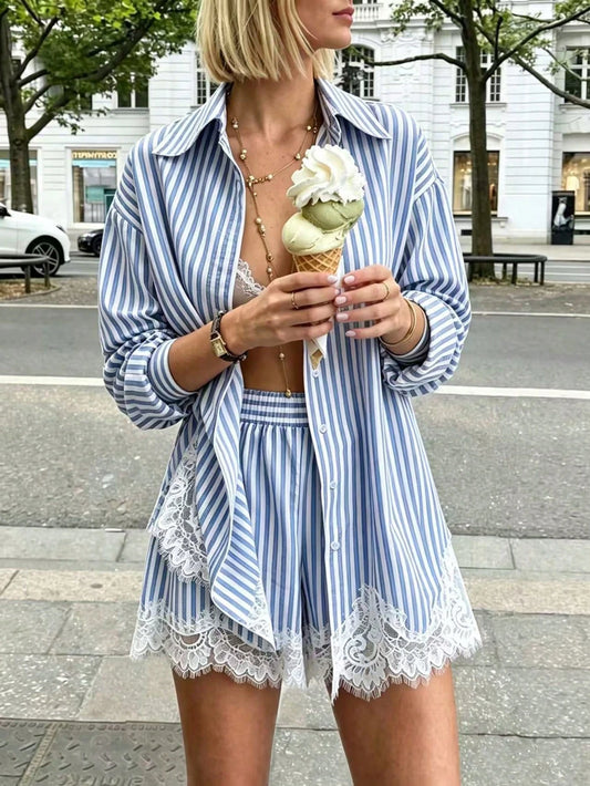 Striped and Lace Set