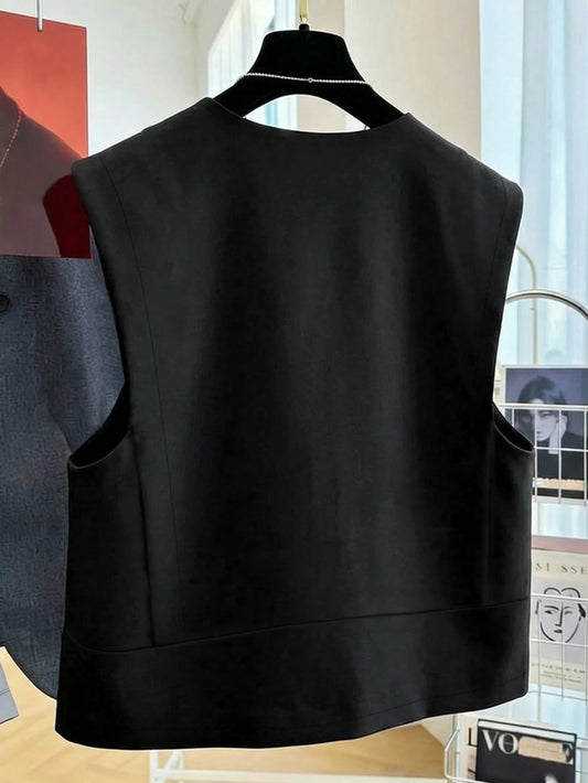 Topstitching Black Vest