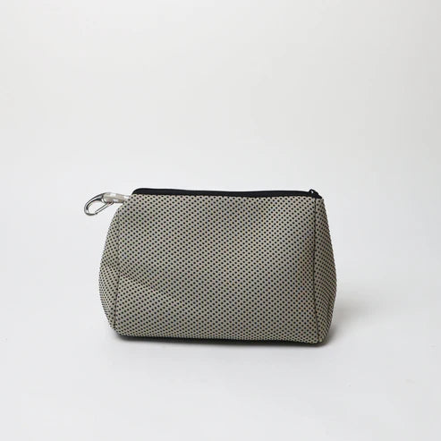ESSENTIAL POUCH WITH ZIPPER- TAUPE DOTTED