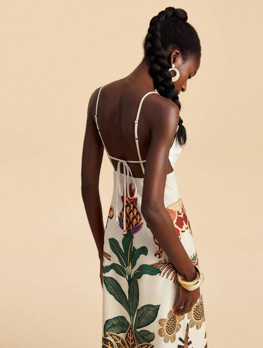 White Printed Midi Dress