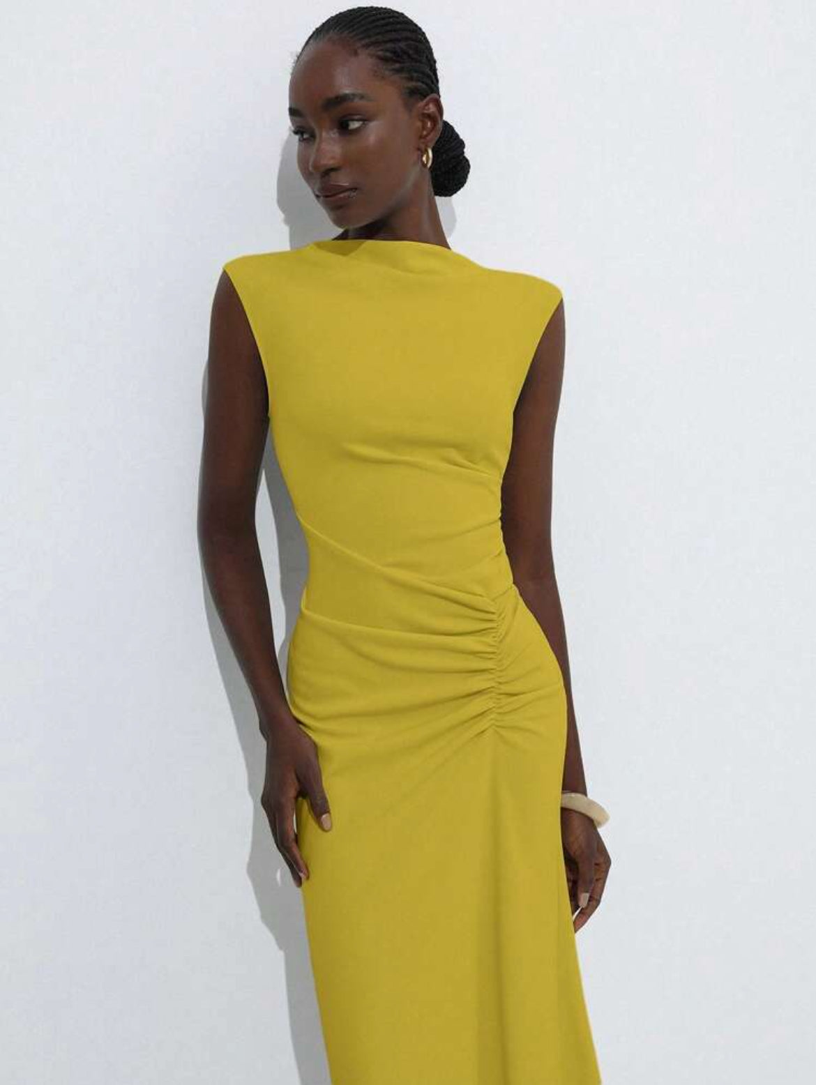 Ruched Lemon Dress