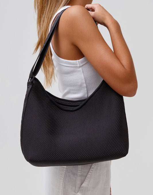 HOBO CROSSBODY BAG - TEXTURED BLACK