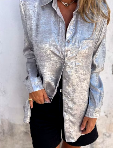 Silver Button down Shirt