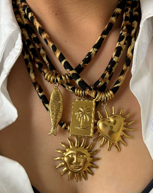 Animal Print Golden Pendant Summer Necklace