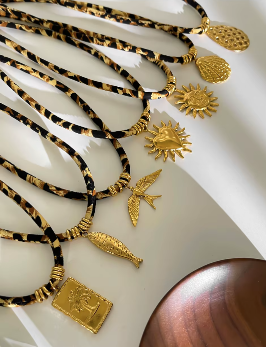 Animal Print Golden Pendant Summer Necklace