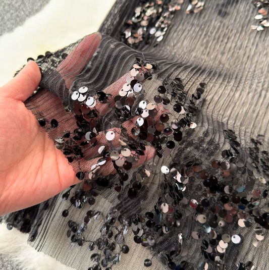 Black Sequins Midi Skirt