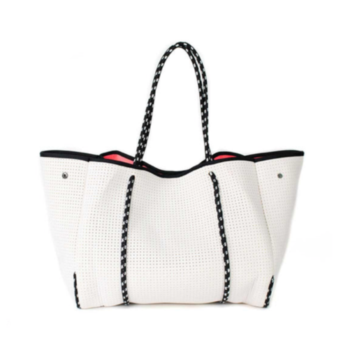 EVERYDAY TOTE BAG - NEW WHITE, WHITE & PINK