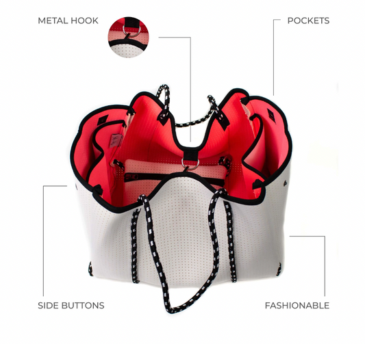 EVERYDAY TOTE BAG - NEW WHITE, WHITE & PINK