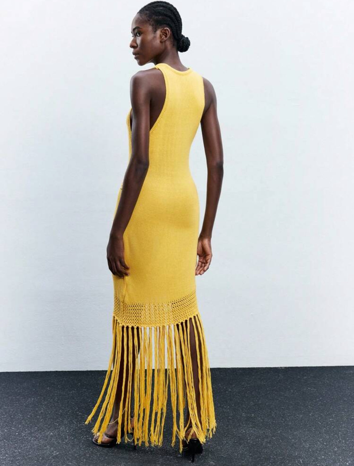 Fringes Yellow Knit Dress