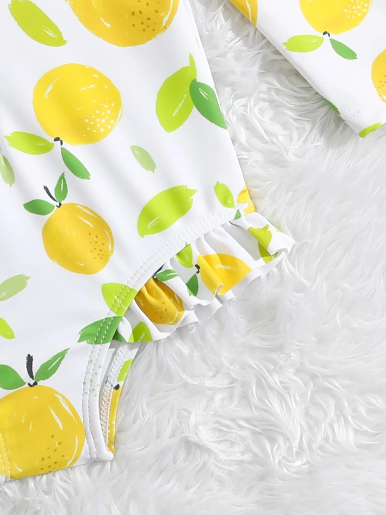 Baby Girl Lemon Print Swimsuit With Hat