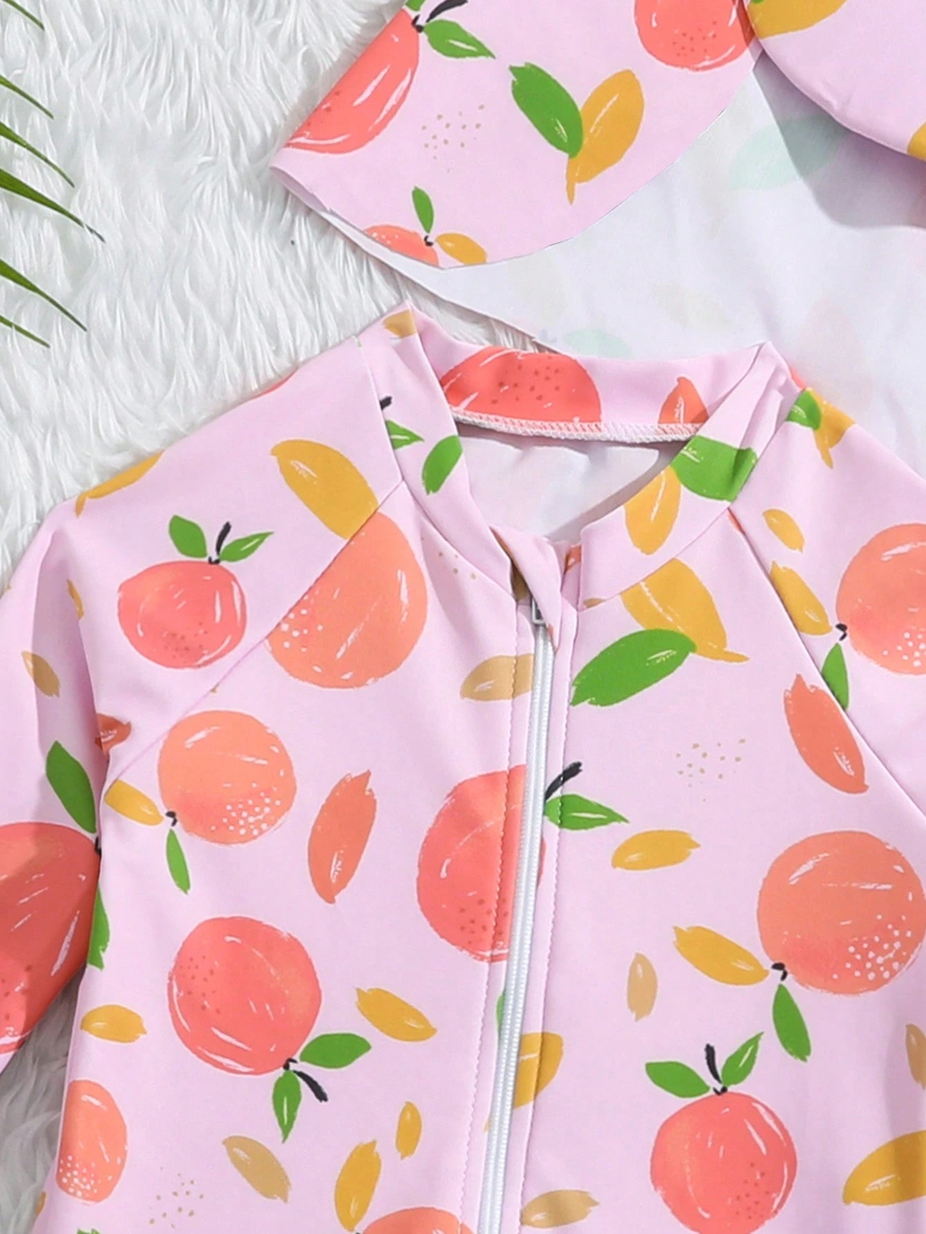 Baby Girl Fruit Printed Swimsuit With Cap