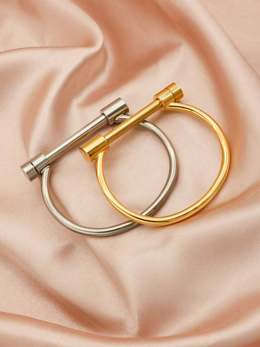 Cuff Bracelet Metal Screw - Color Silver