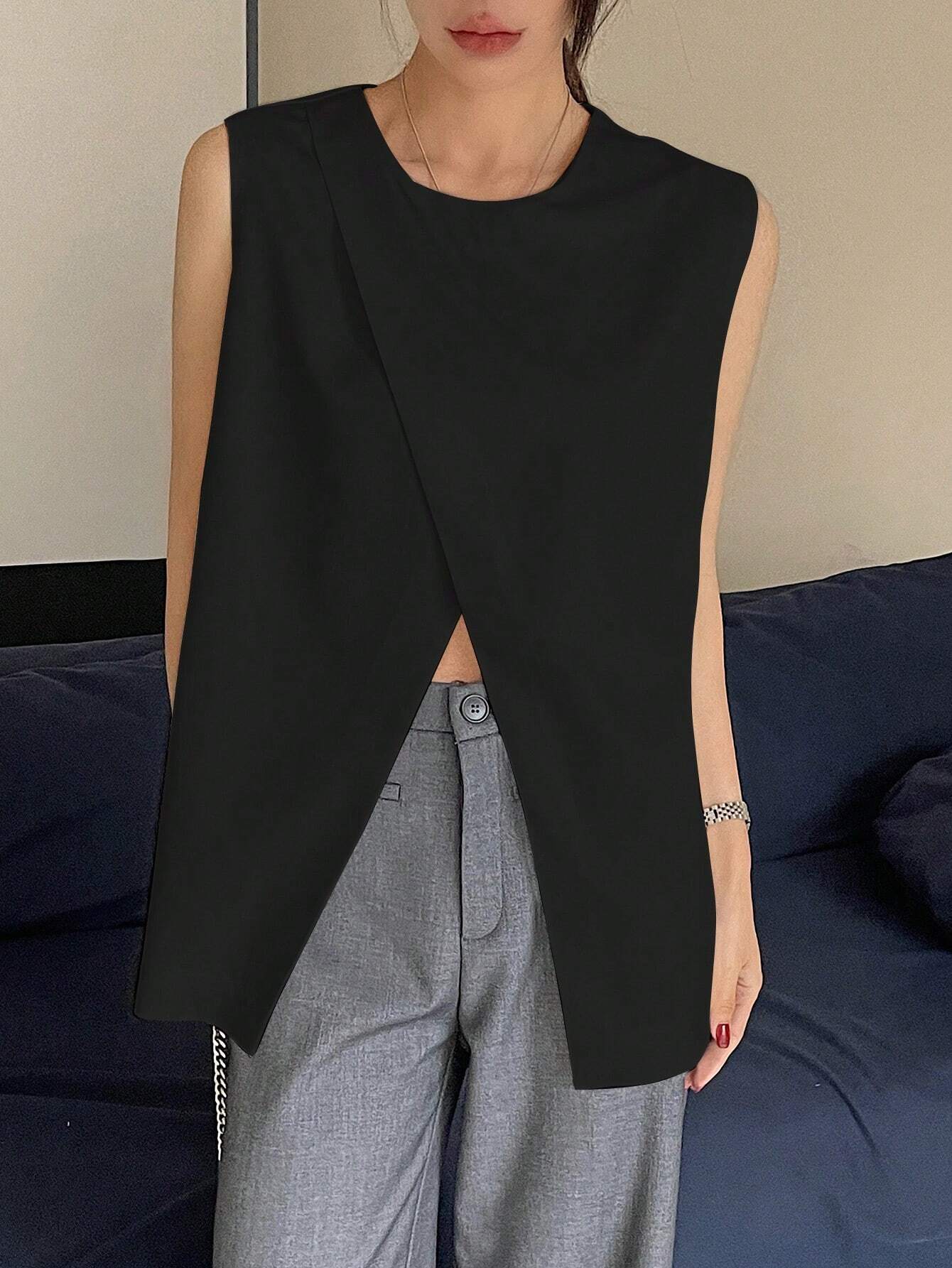 Open Front Black Top