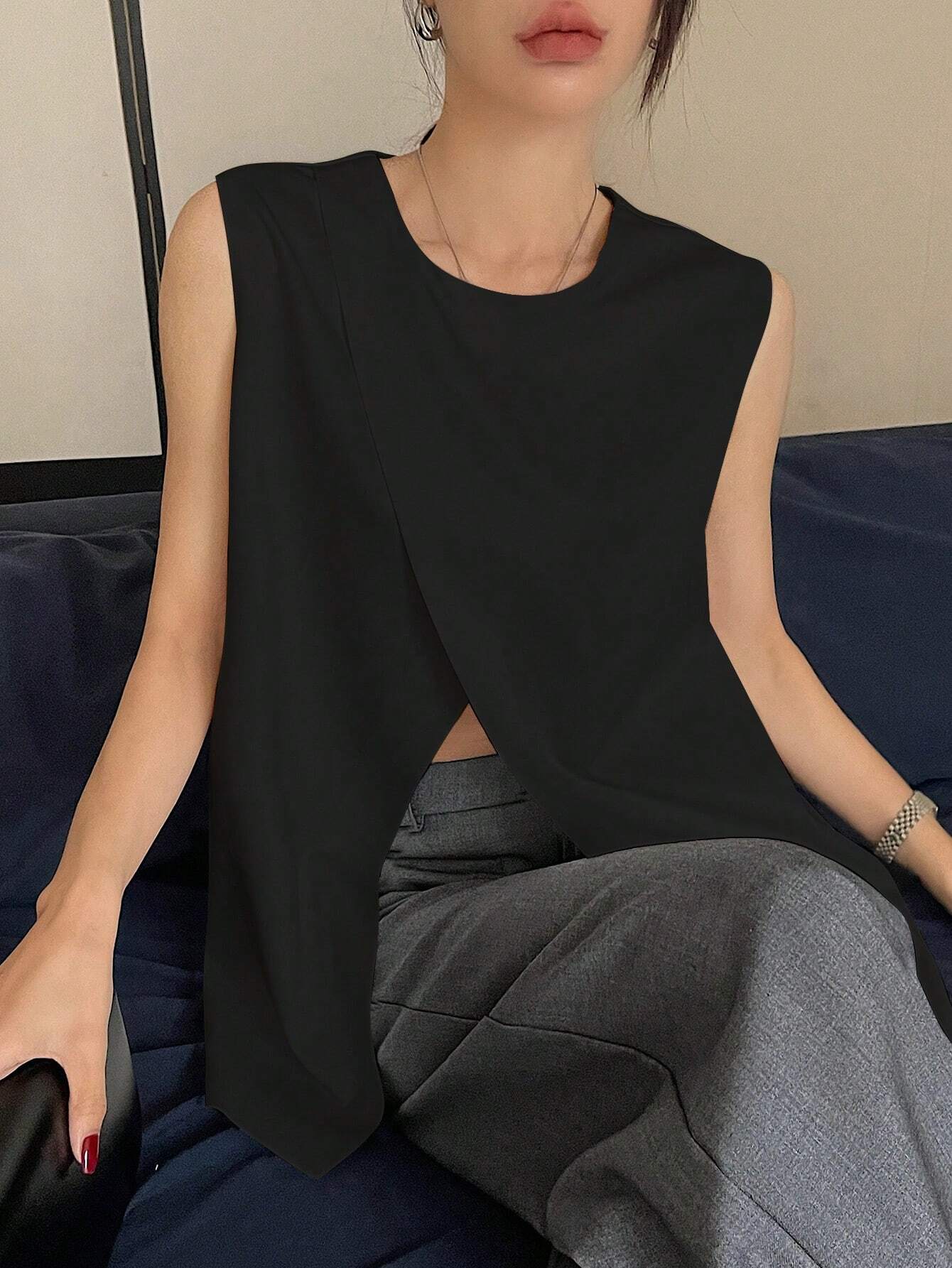 Open Front Black Top