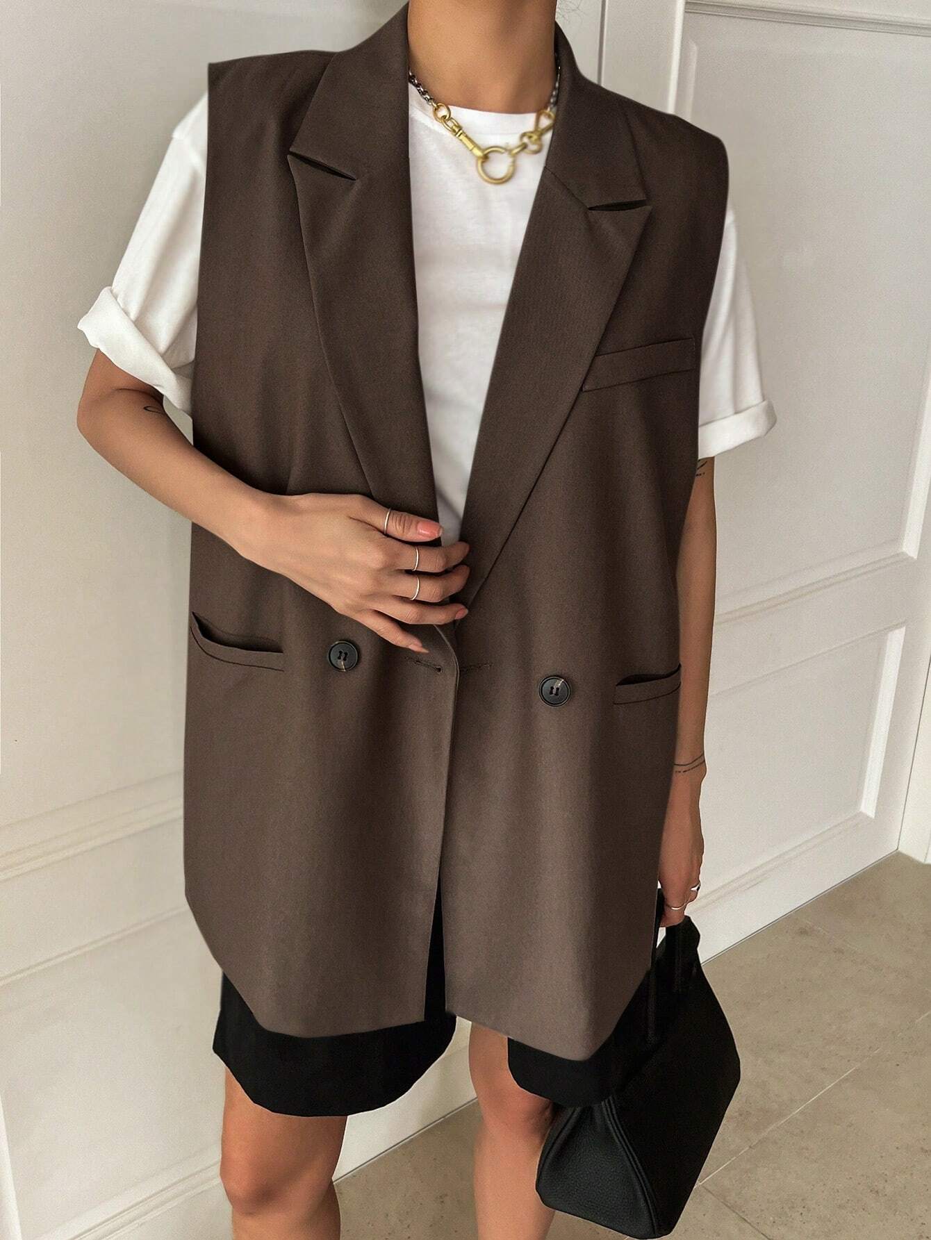 Brown Blazer Vest