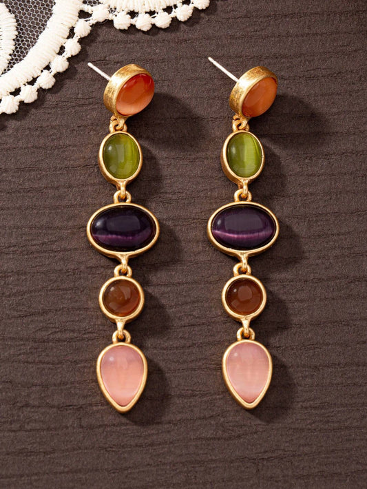 Retro Multicolor Pendant Earrings