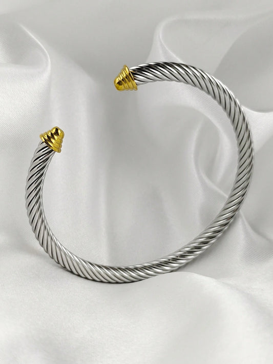 Cable Twist Adjustable Open Bangle