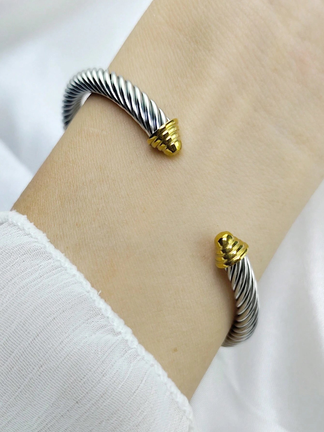 Cable Twist Adjustable Open Bangle
