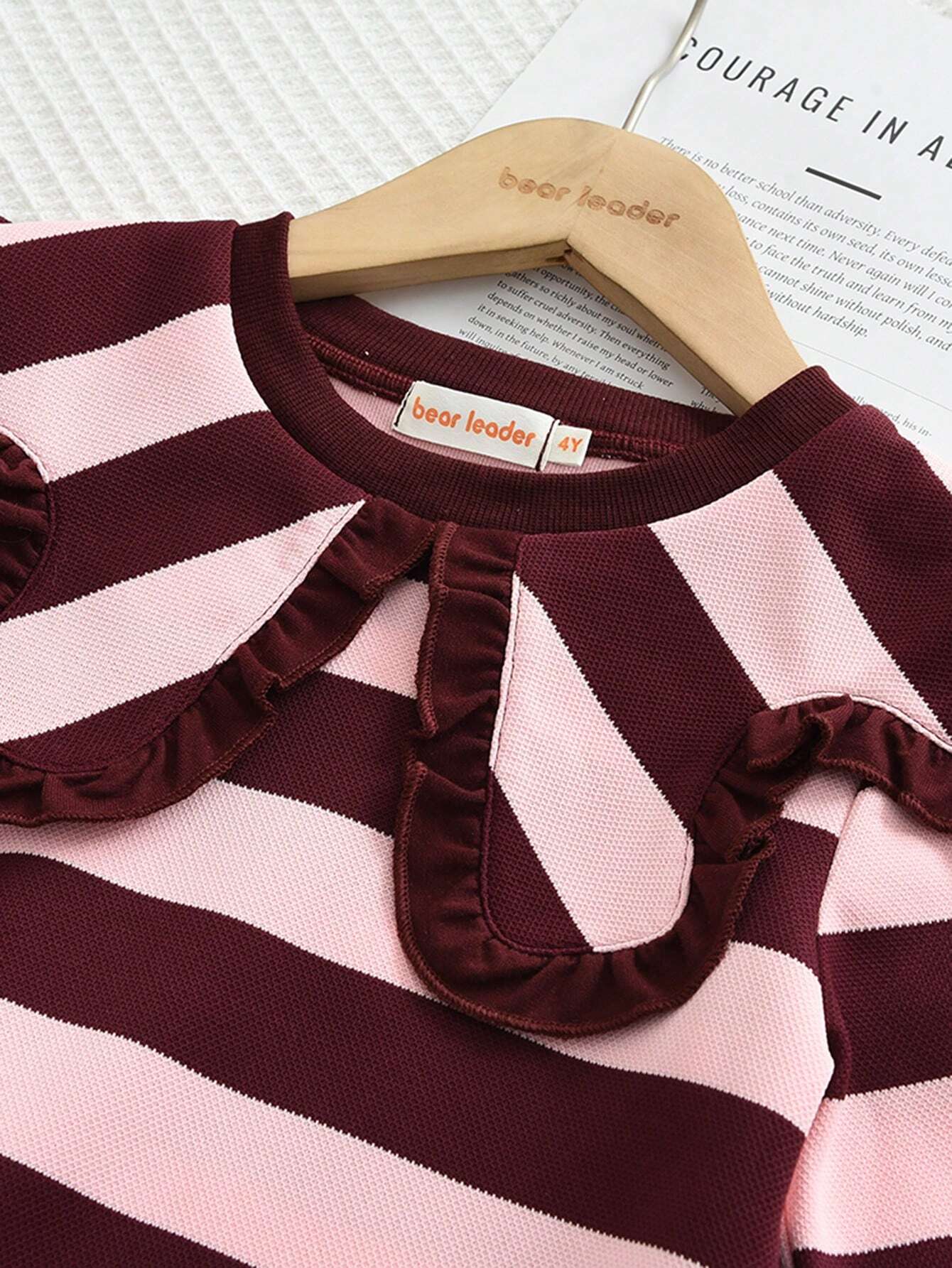 Girls Stripes Burgundy Set