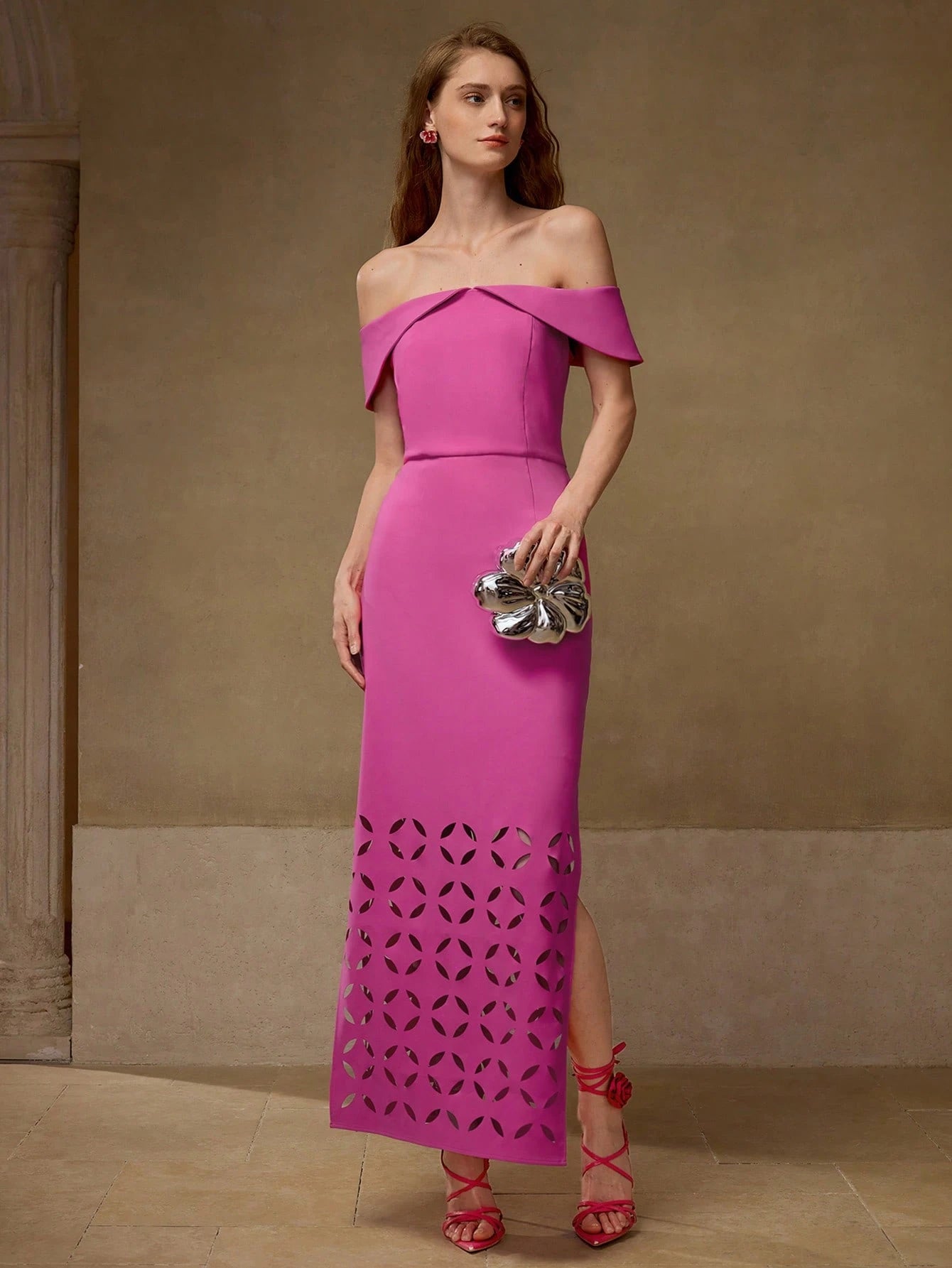 Off Shoulders Pink Dress