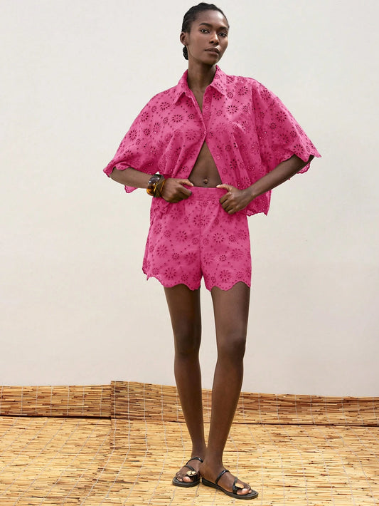 Fuchsia Eyelet Shirt