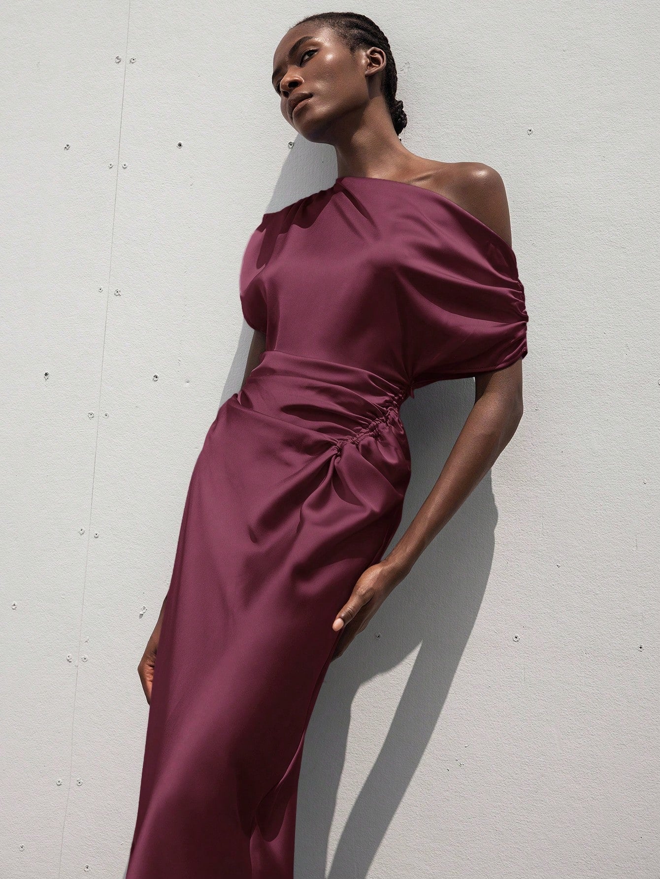 Burgundy Satin Dress