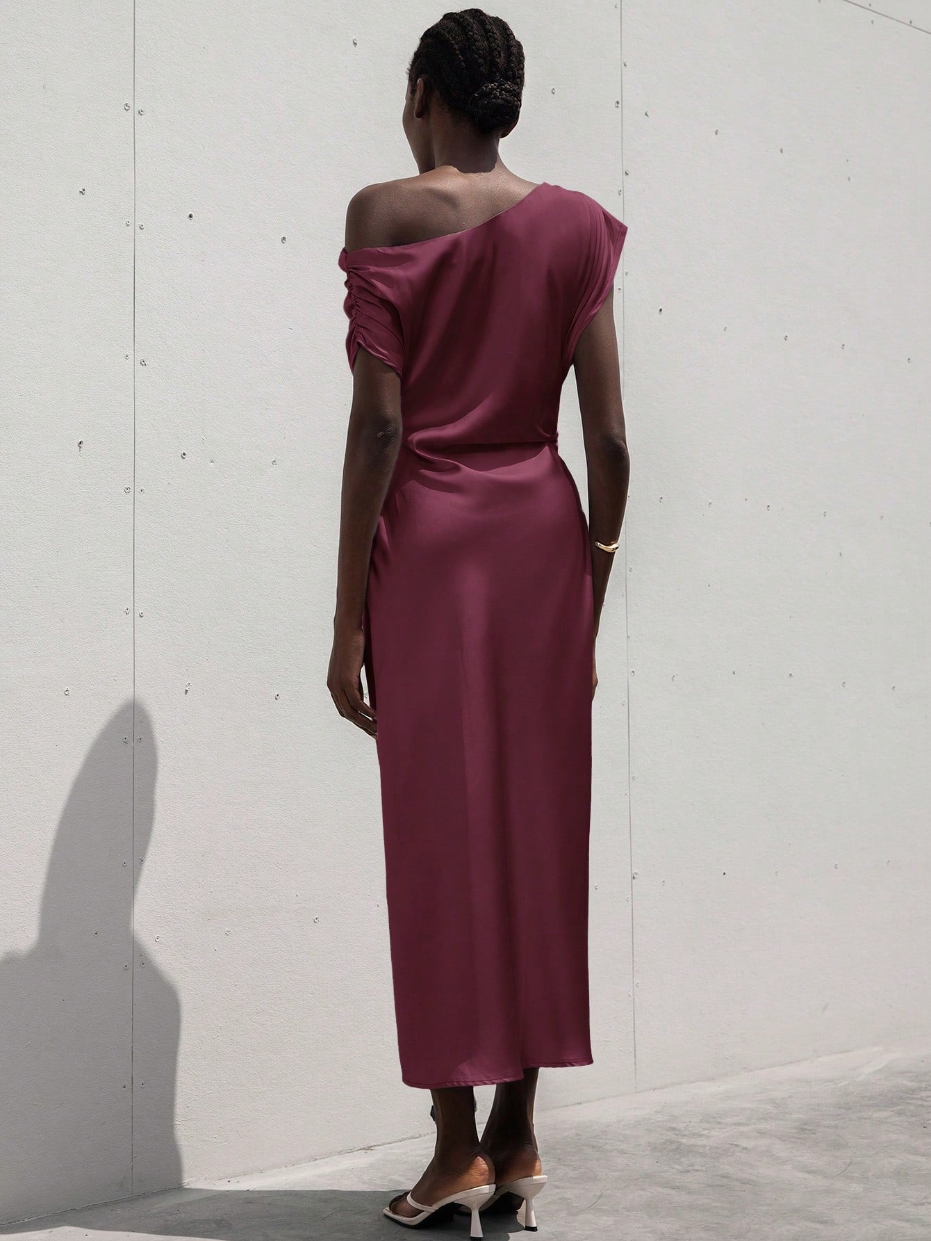 Burgundy Satin Dress